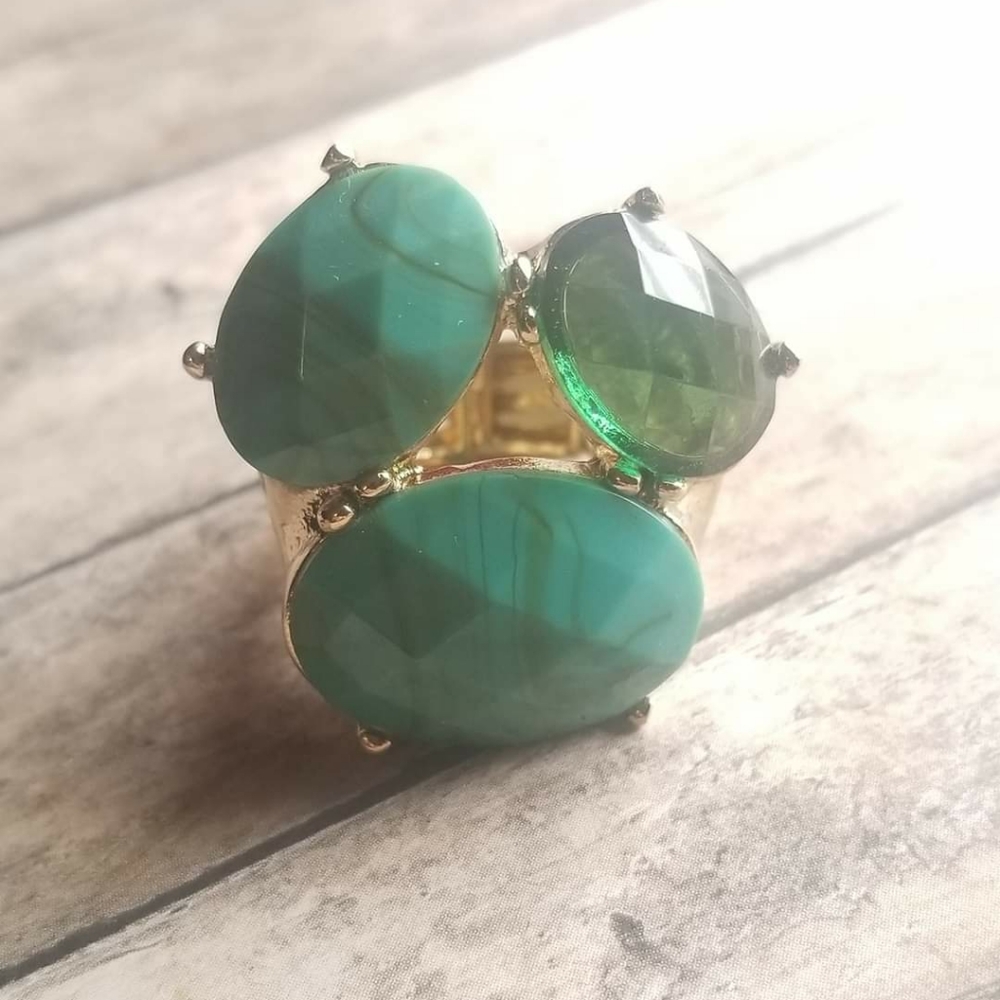 Turquoise Faux Gemstone Fashion Ring
